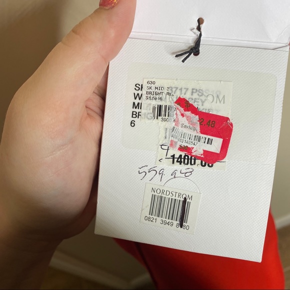 Victoria Beckham Red Silk Midi Pleat Ruffle Skirt - Picture 11 of 11